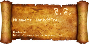 Nyemecz Harkány névjegykártya